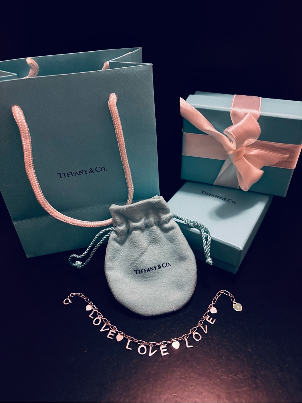 Tiffany & Co. Silver LOVE Notes Charm Bracelet